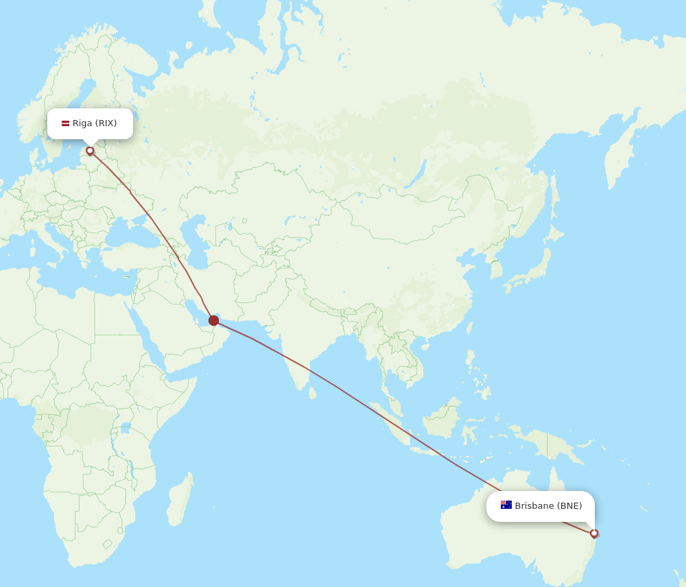 BNE to RIX flights and routes map