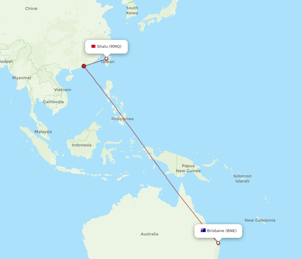 BNE to RMQ flights and routes map