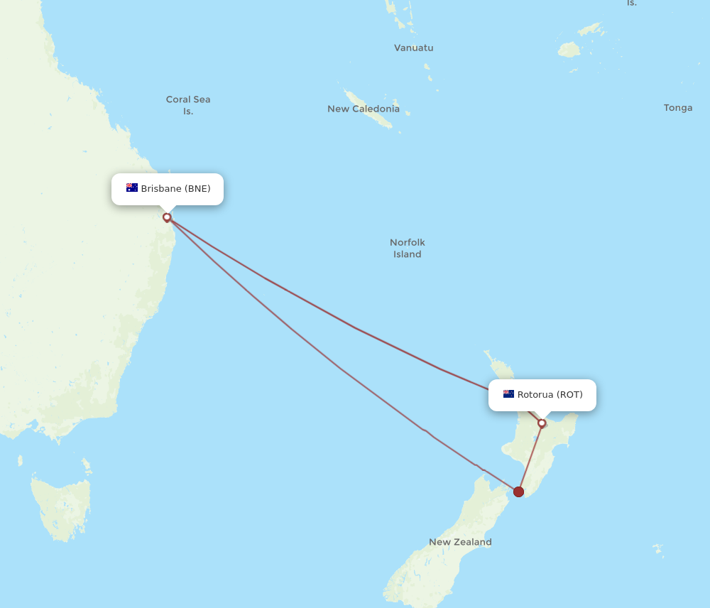 BNE to ROT flights and routes map