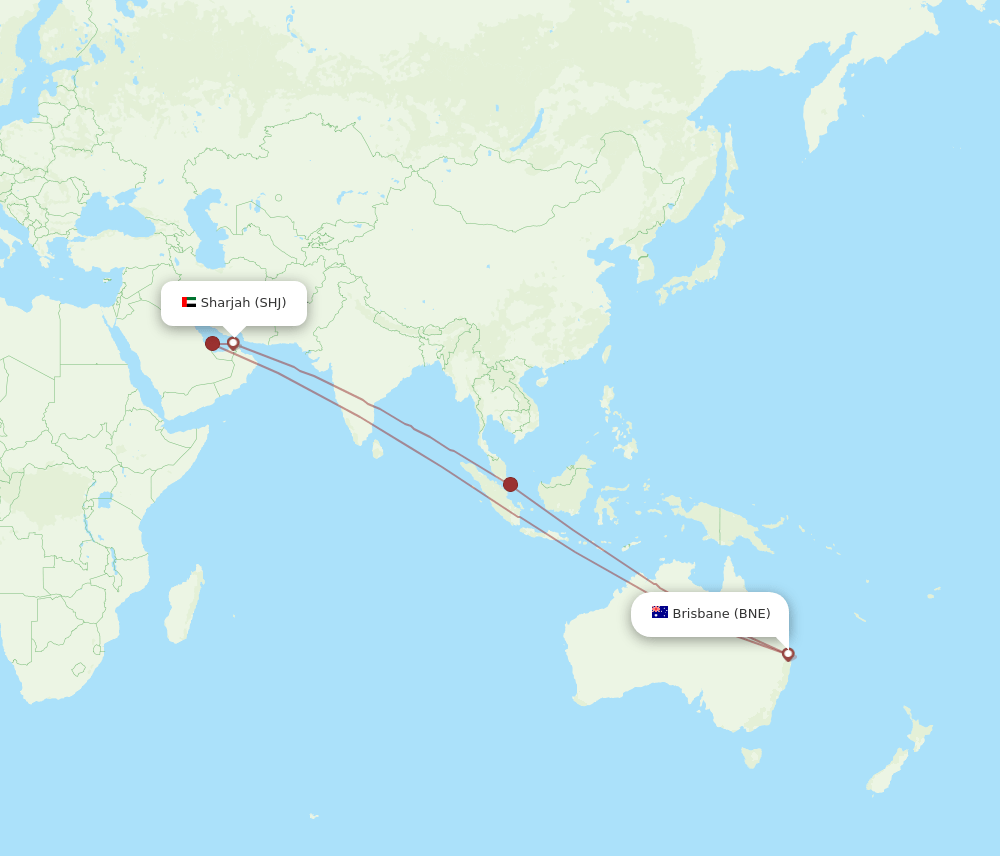 BNE-SHJ flight routes