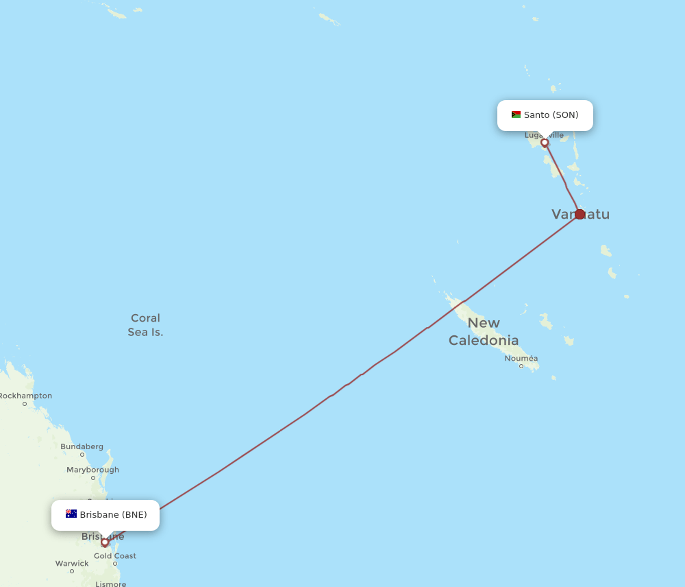 BNE-SON flight routes