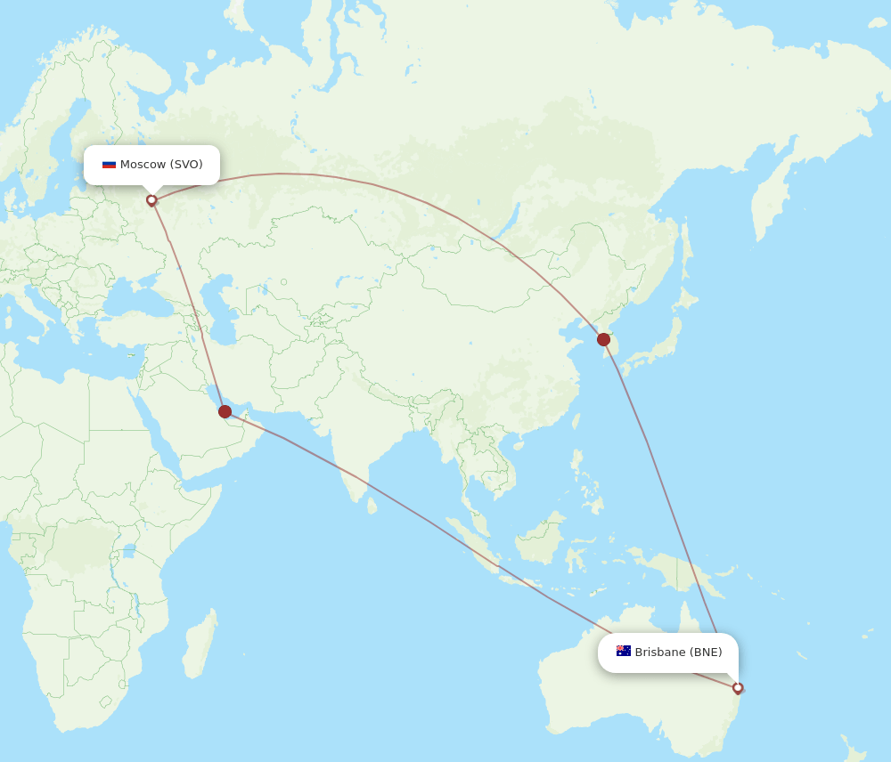BNE-SVO flight routes