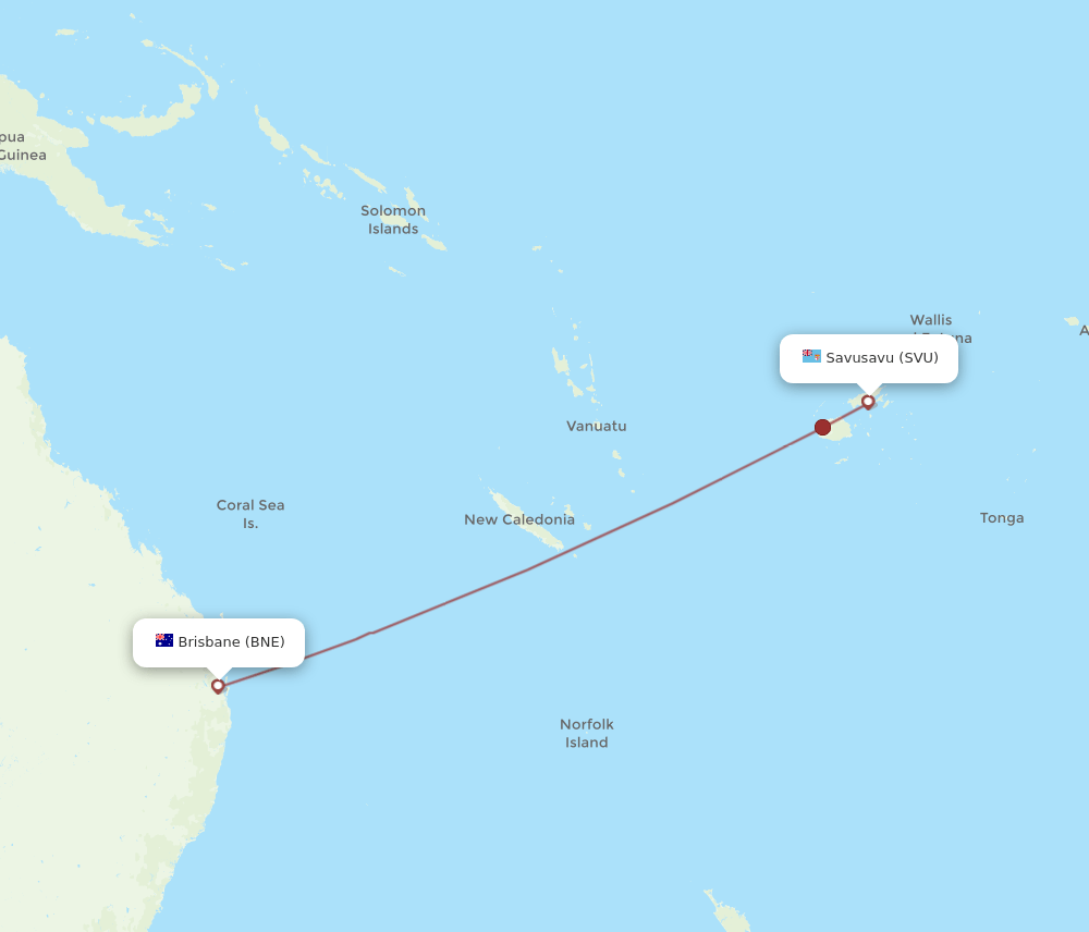 BNE-SVU flight routes