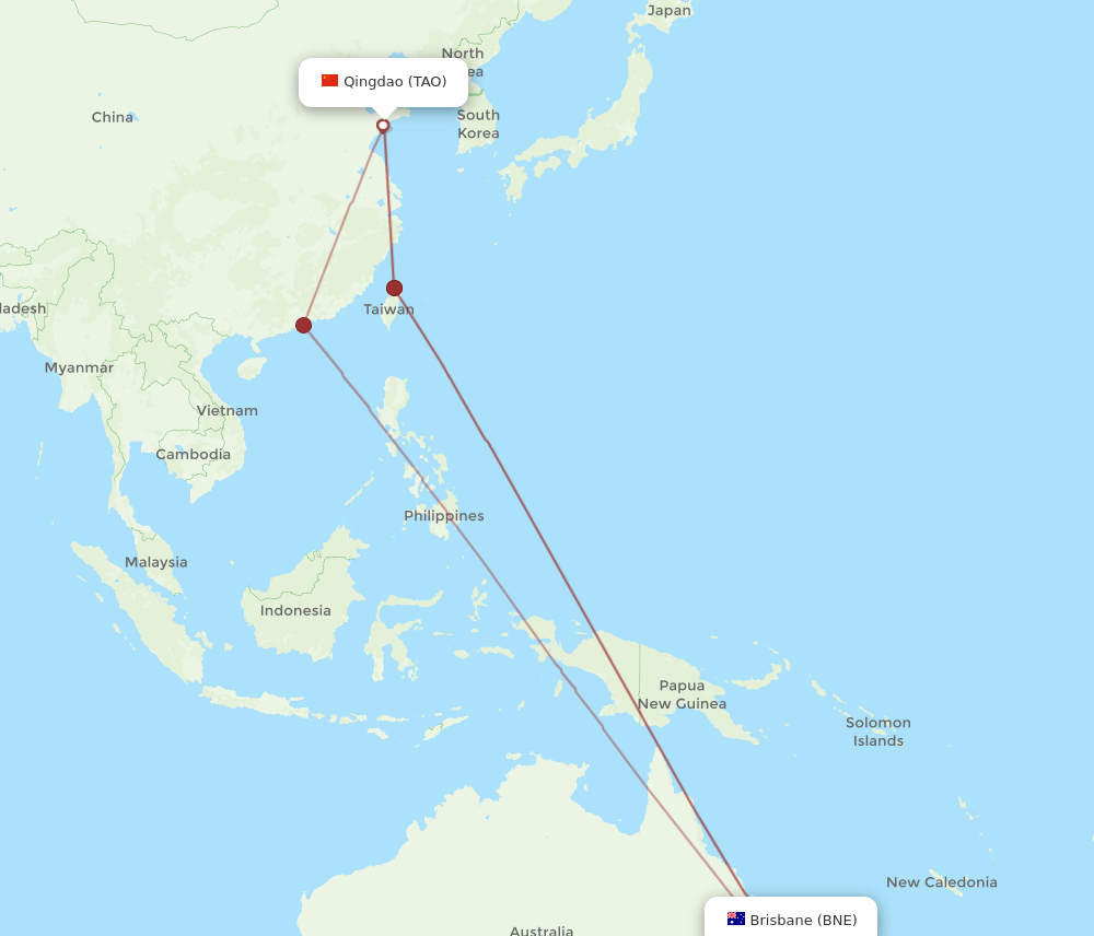 BNE-TAO flight routes