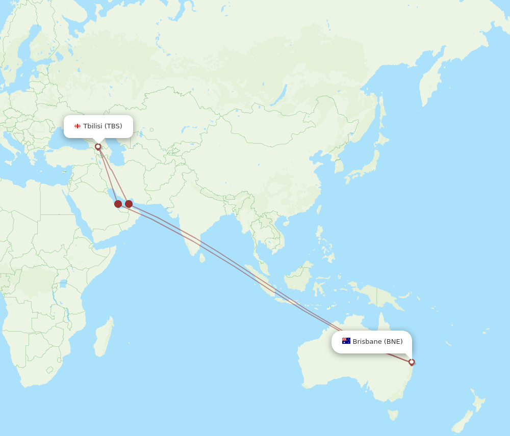 BNE-TBS flight routes