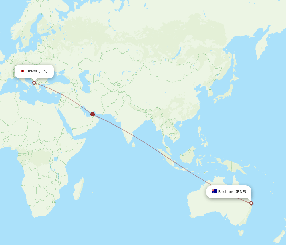 BNE-TIA flight routes
