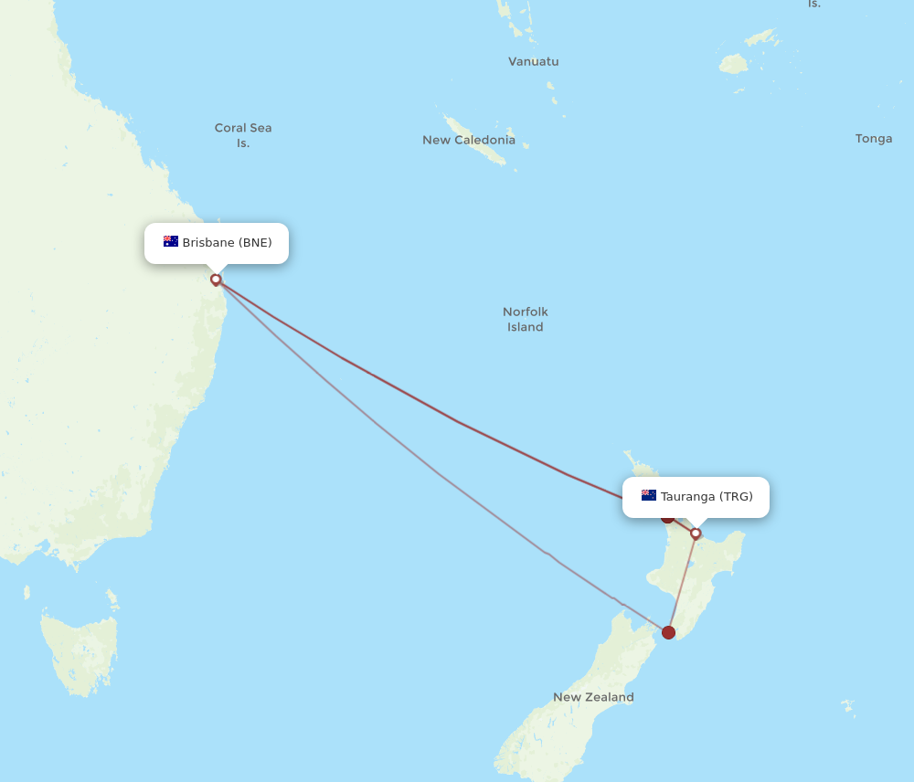 BNE to TRG flights and routes map