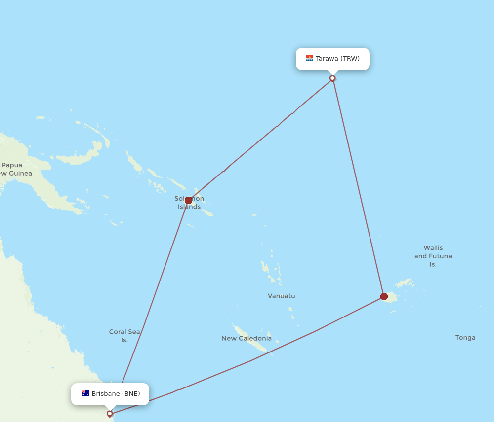 BNE-TRW flight routes