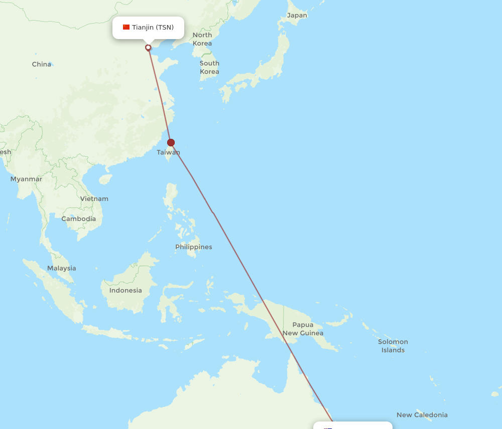 BNE-TSN flight routes