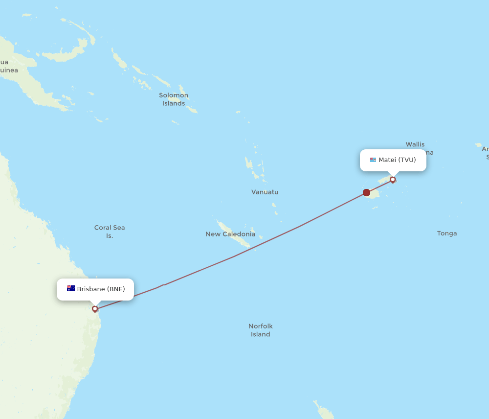BNE-TVU flight routes