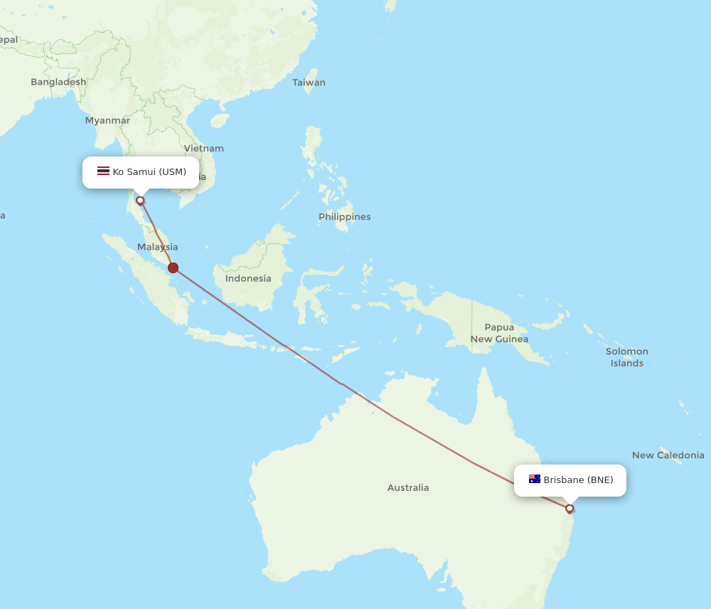 BNE-USM flight routes