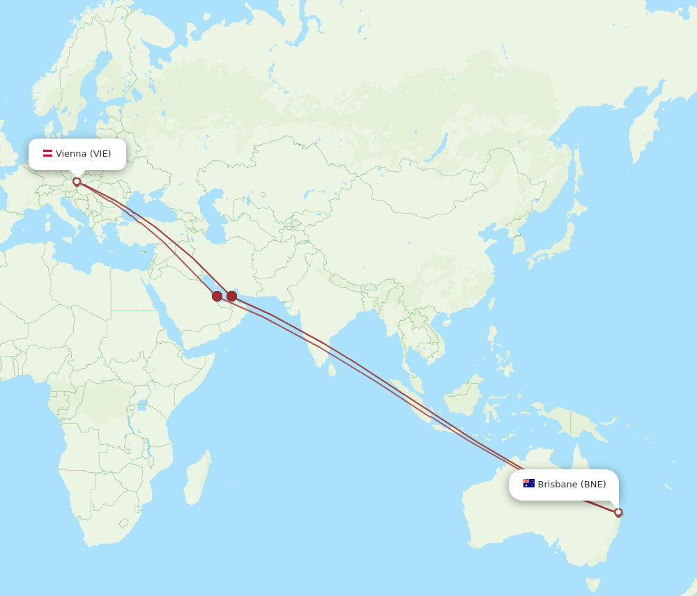 BNE-VIE flight routes