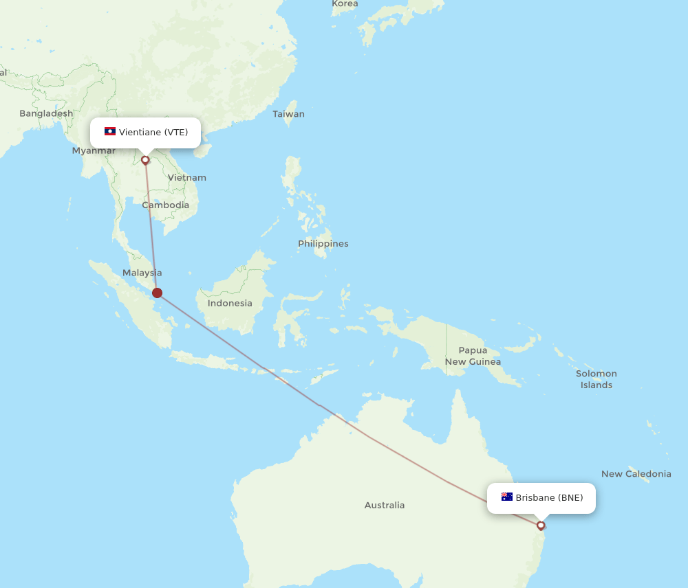 BNE-VTE flight routes