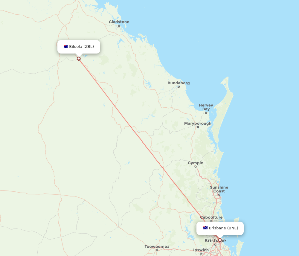 BNE to ZBL flights and routes map