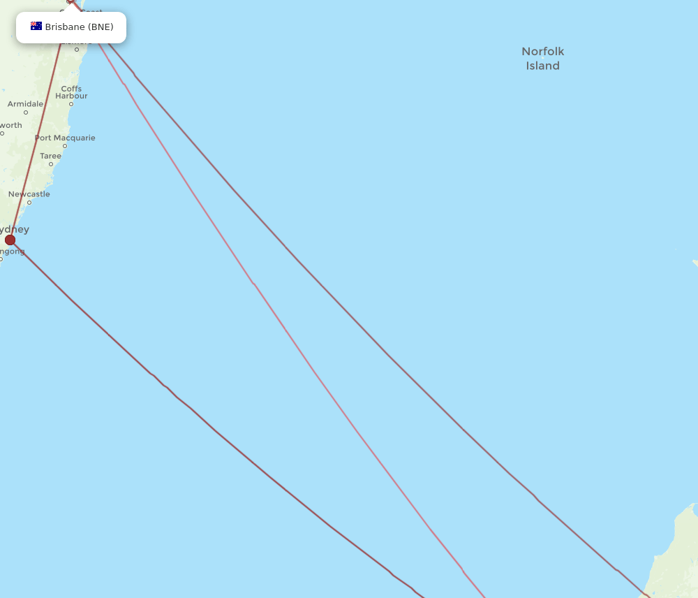 BNE to ZQN flights and routes map