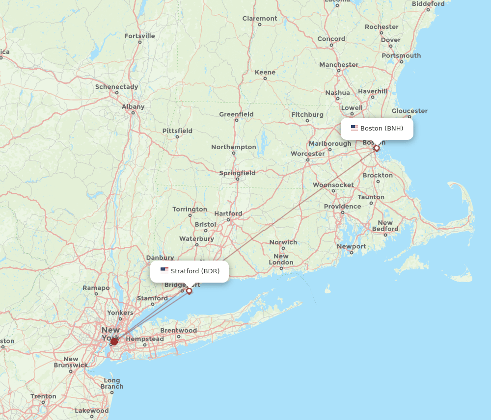 BNH-BDR flight routes