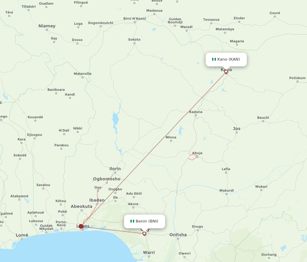 BNI-KAN flight routes
