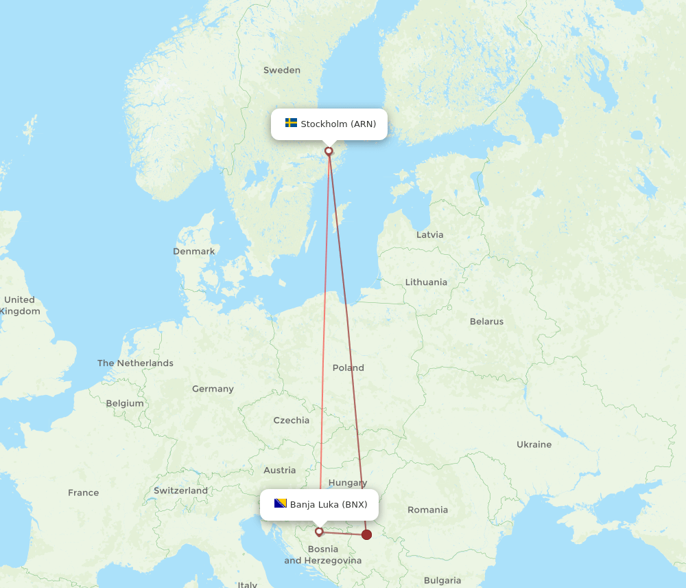 BNX-ARN flight routes