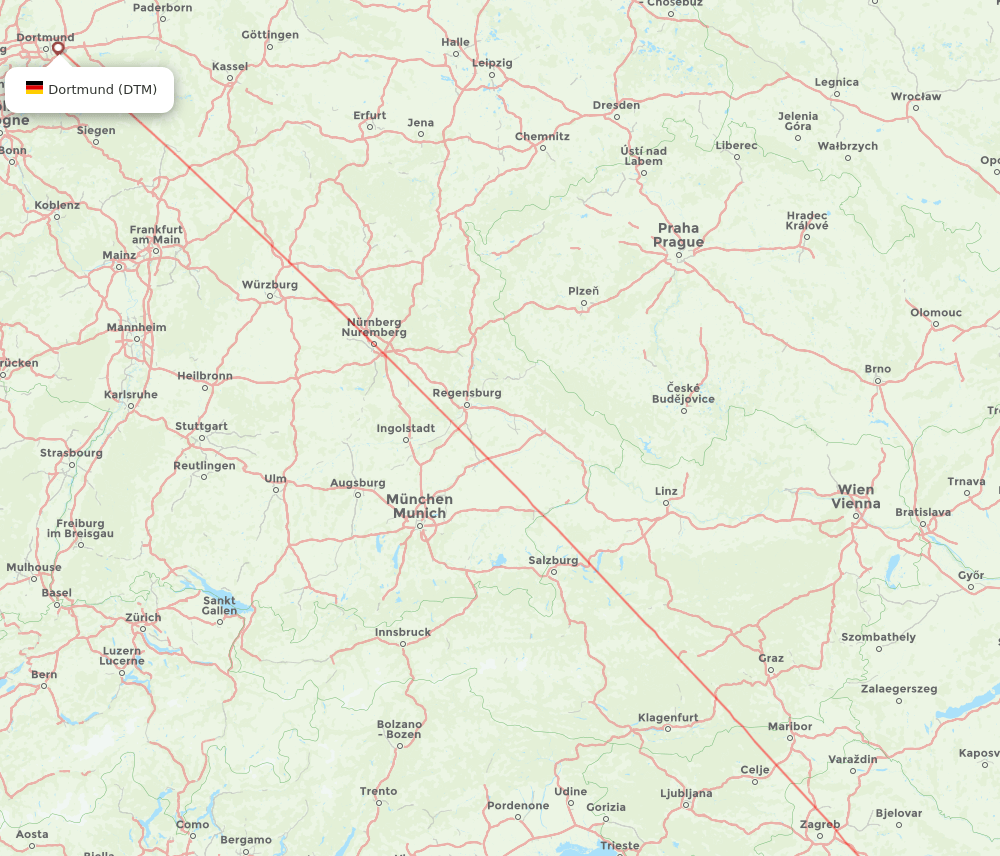 Banja Luka - Dortmund route map and flight paths