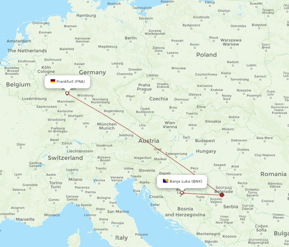 BNX-FRA flight routes