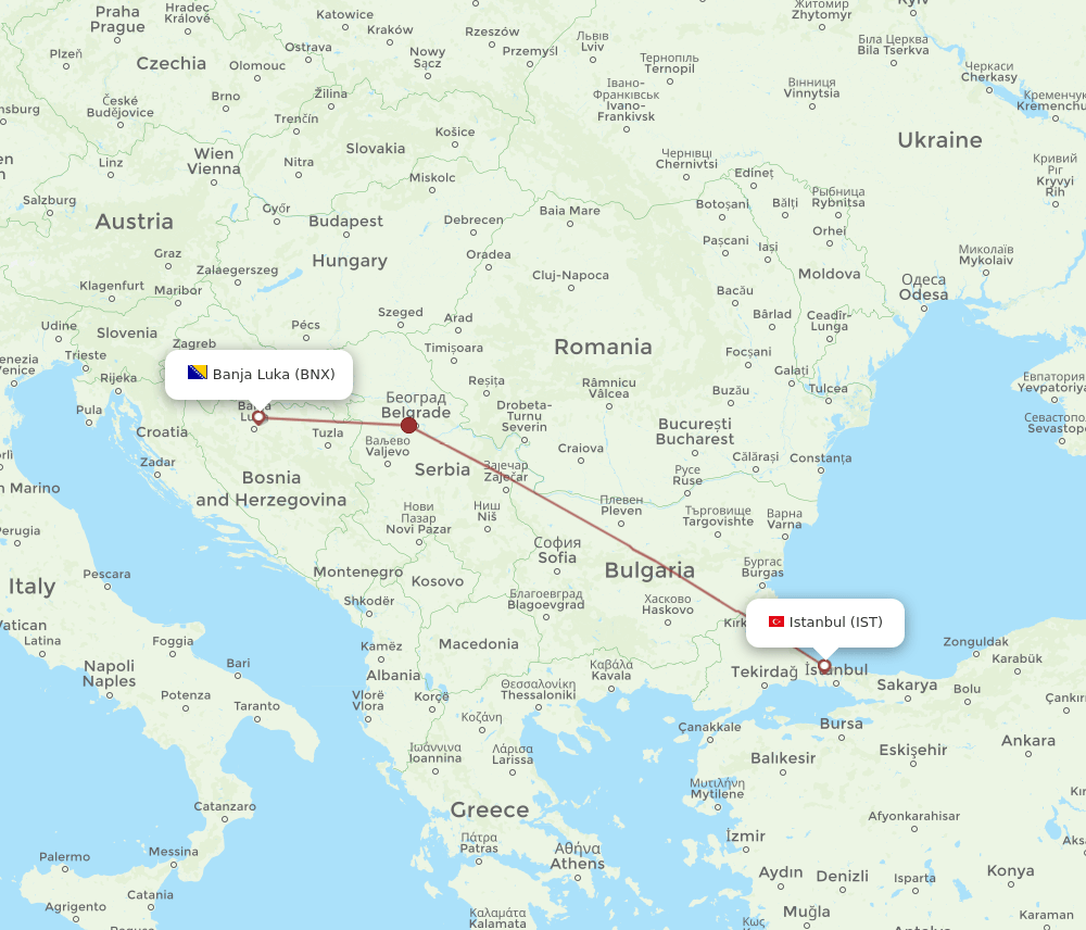 BNX-IST flight routes