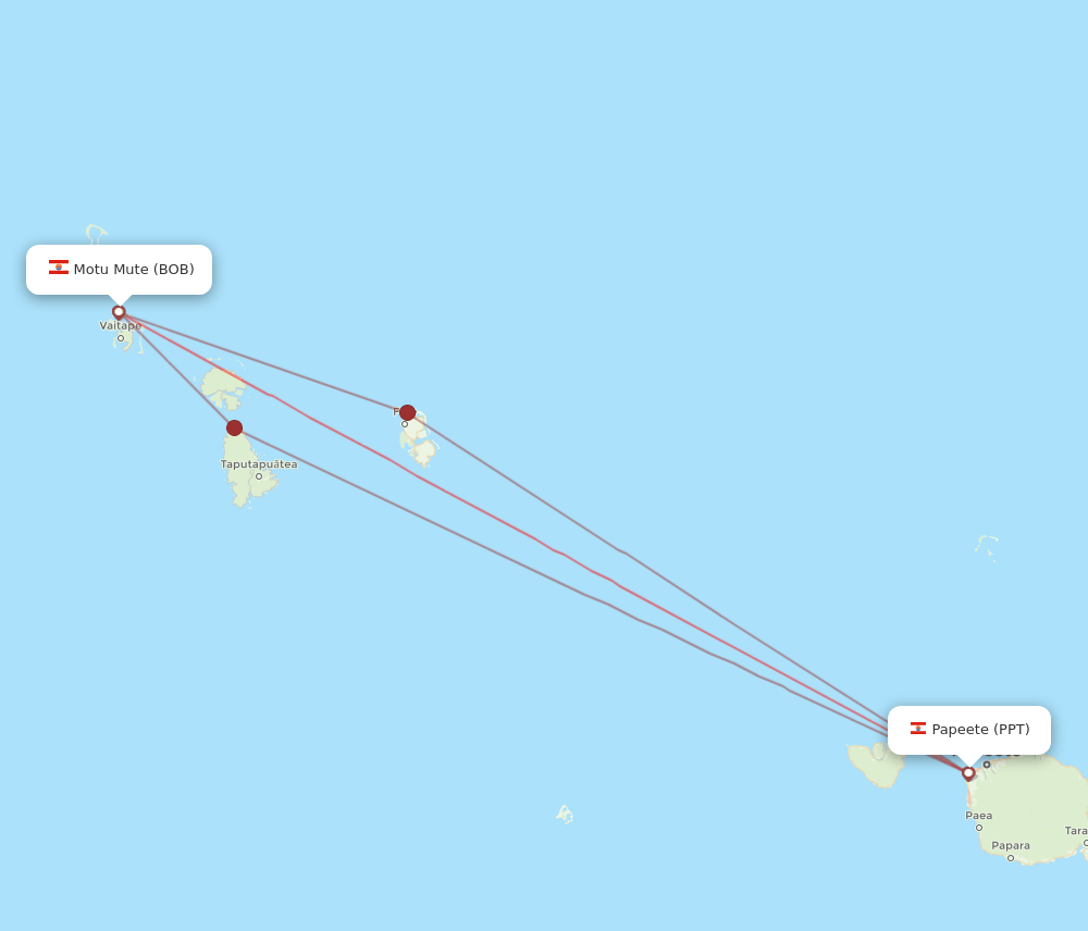 BOB to PPT flights and routes map