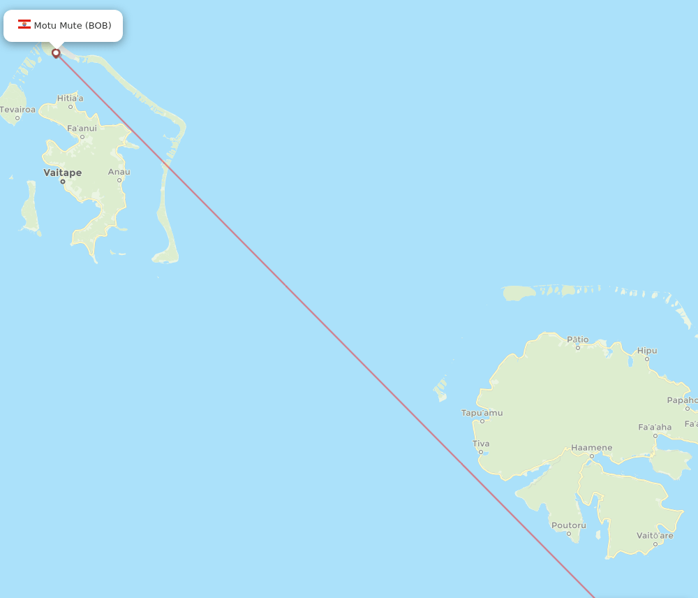 Bora Bora - Raiatea route map and flight paths