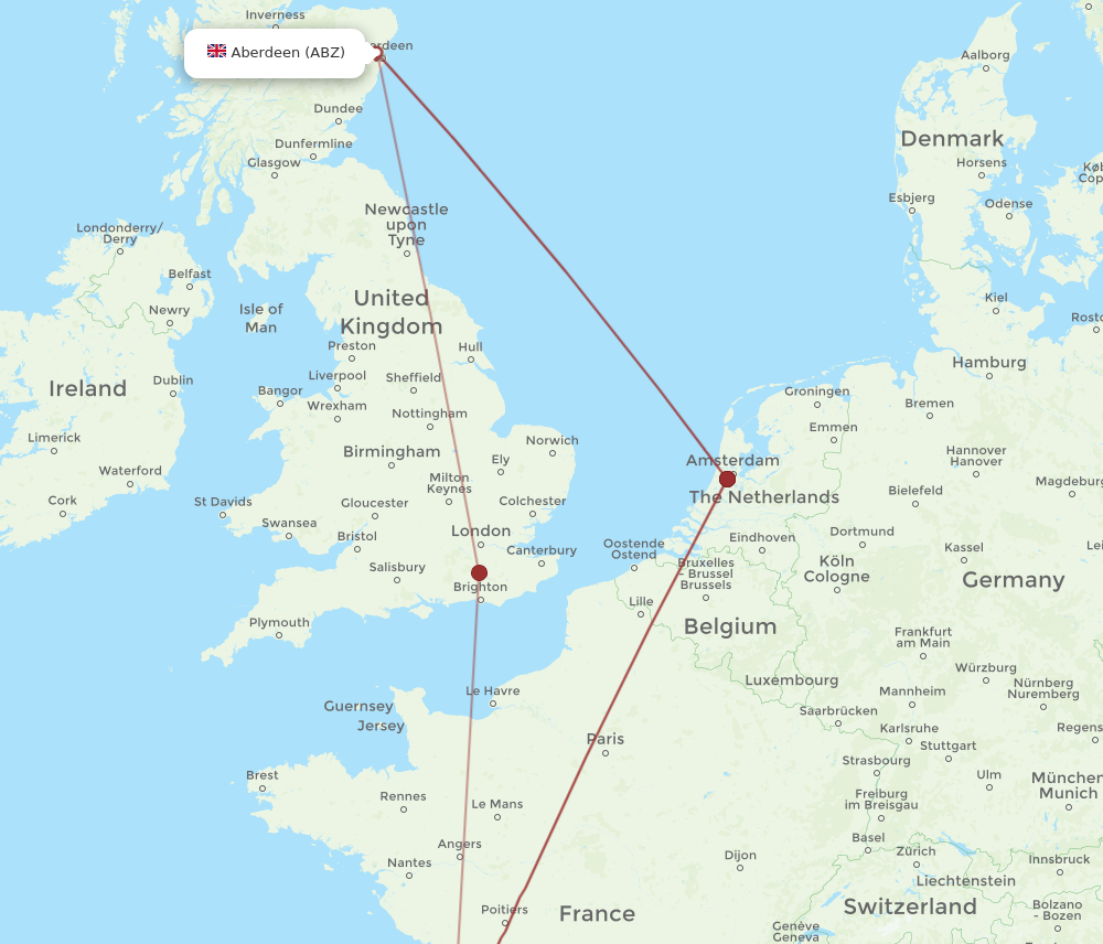 BOD to ABZ flights and routes map