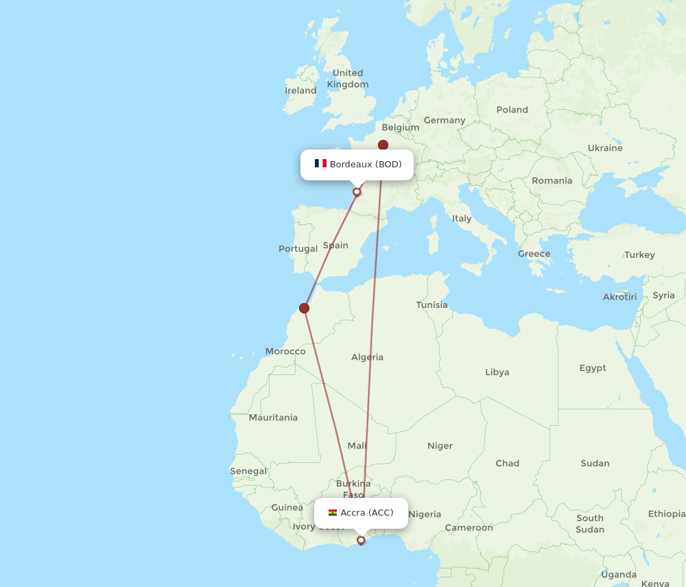 BOD-ACC flight routes