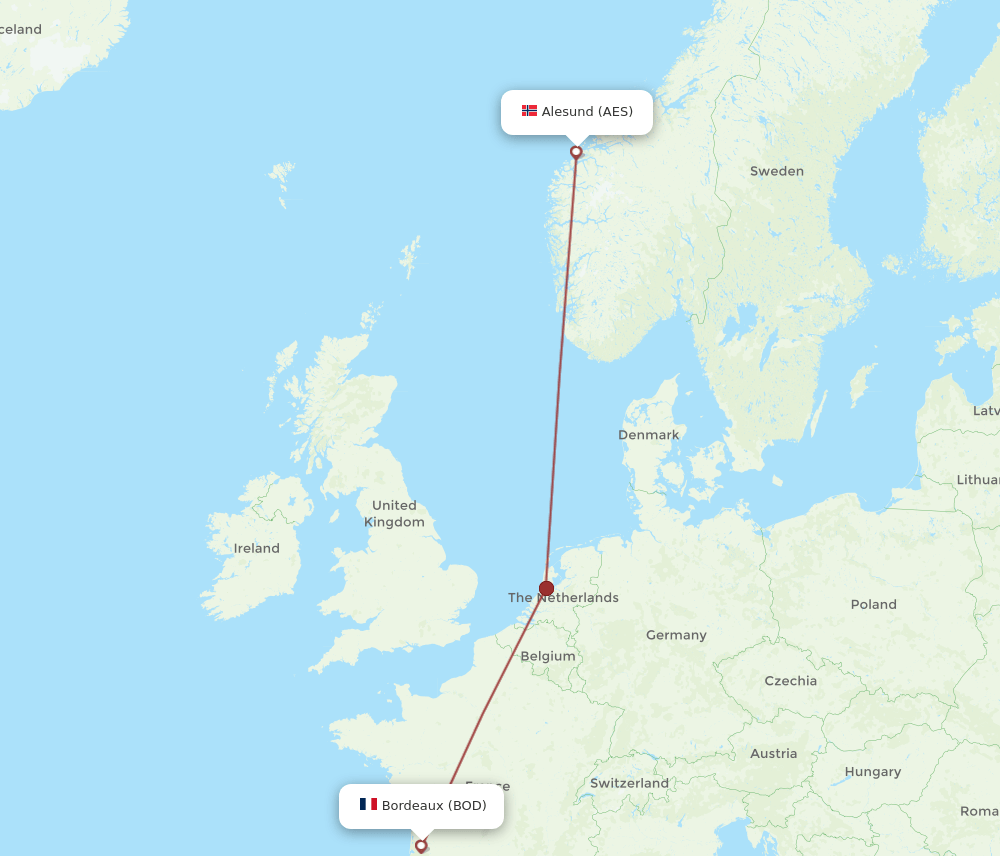 BOD-AES flight routes