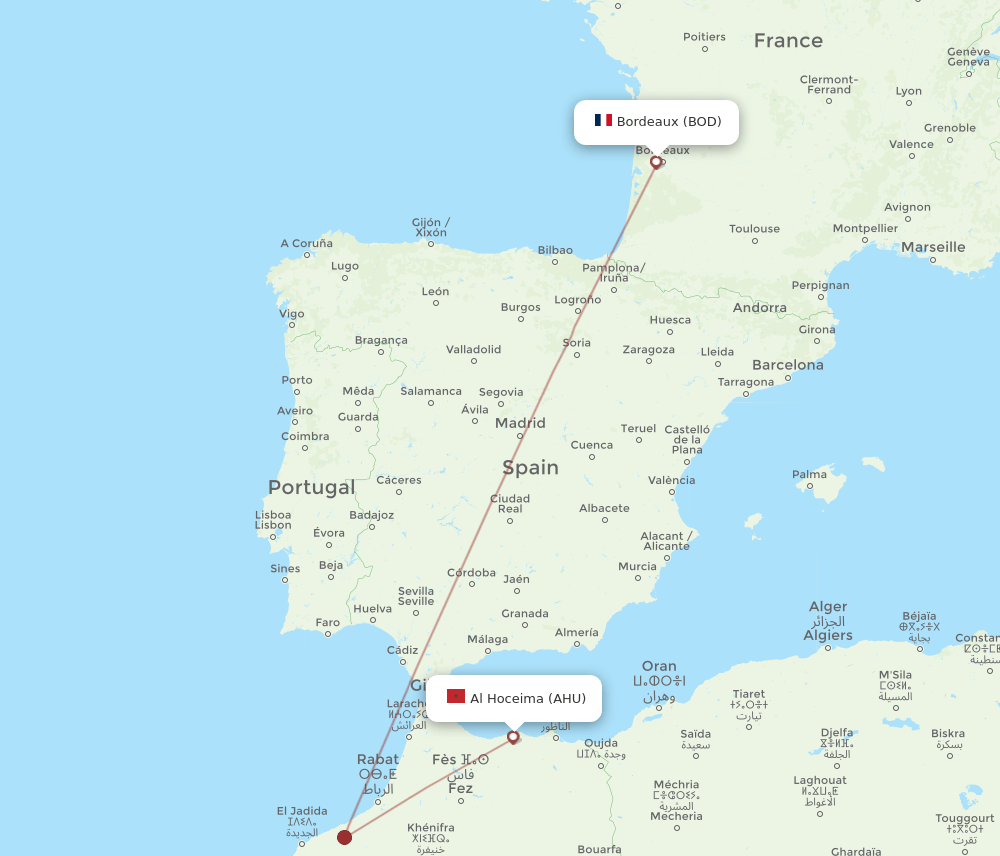 BOD-AHU flight routes