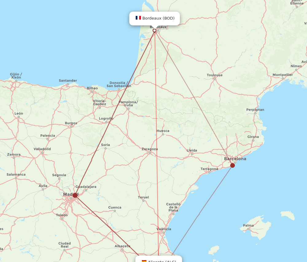 BOD-ALC flight routes