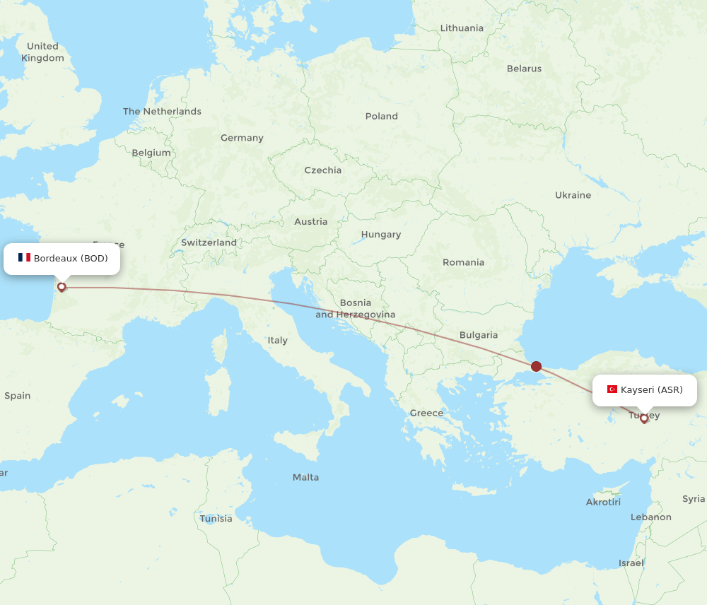 BOD-ASR flight routes