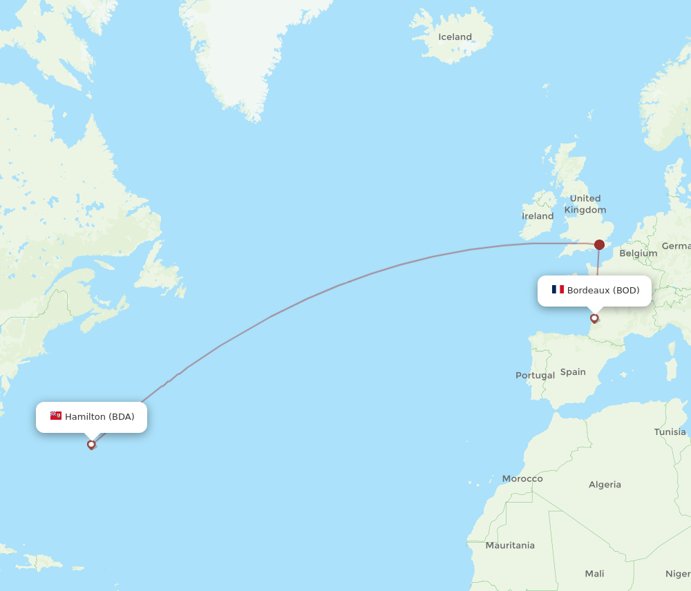 BOD-BDA flight routes