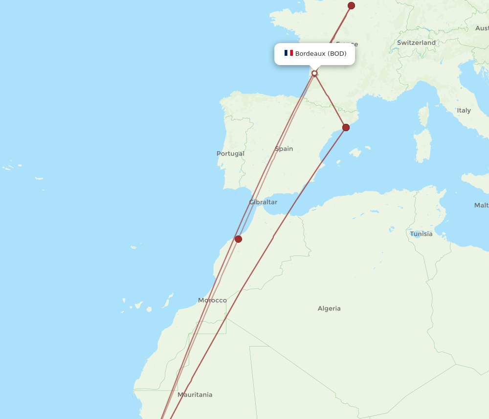 BOD-BJL flight routes