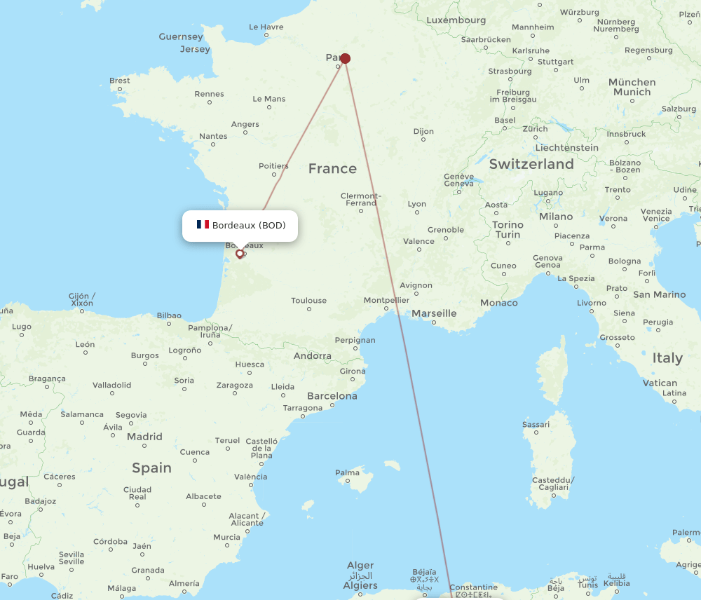 BOD-BLJ flight routes