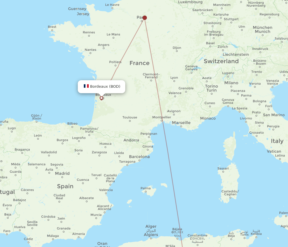 BOD to BSK flights and routes map