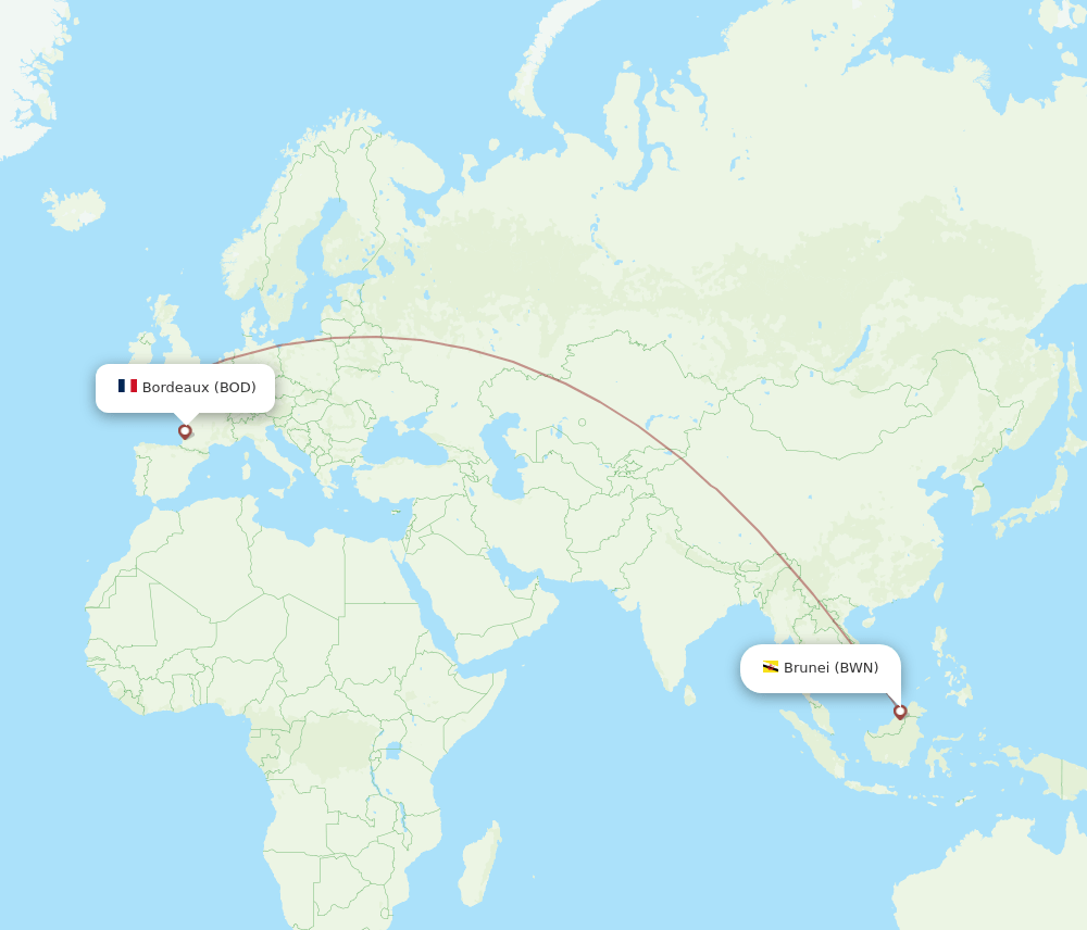 BOD-BWN flight routes