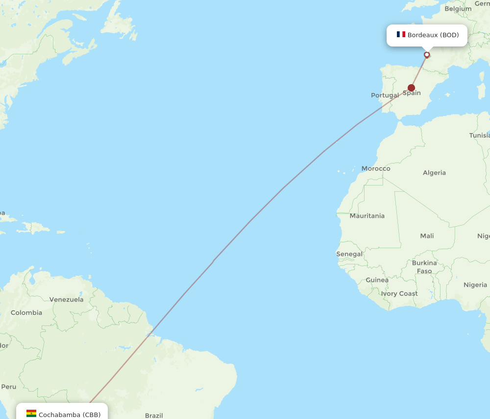 BOD-CBB flight routes