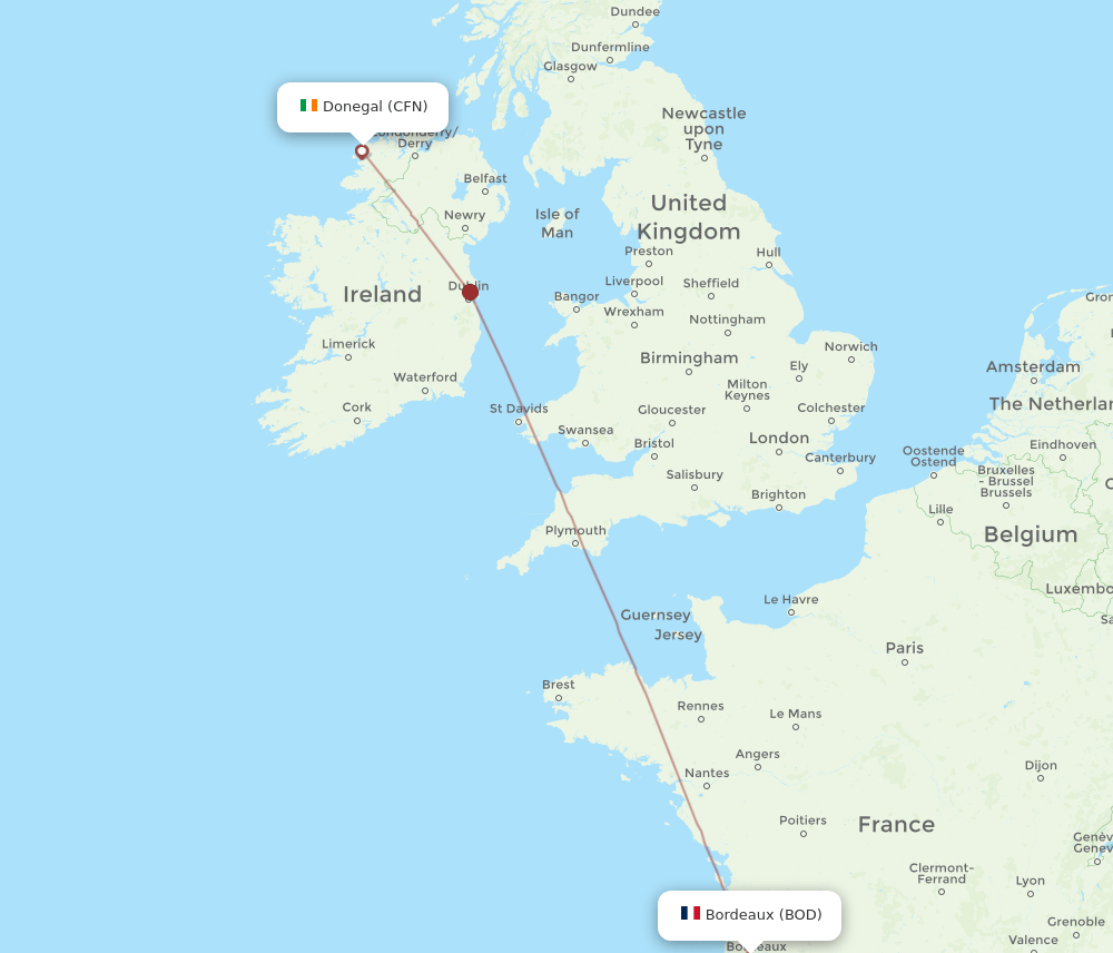 BOD-CFN flight routes