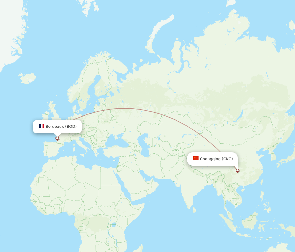 BOD-CKG flight routes