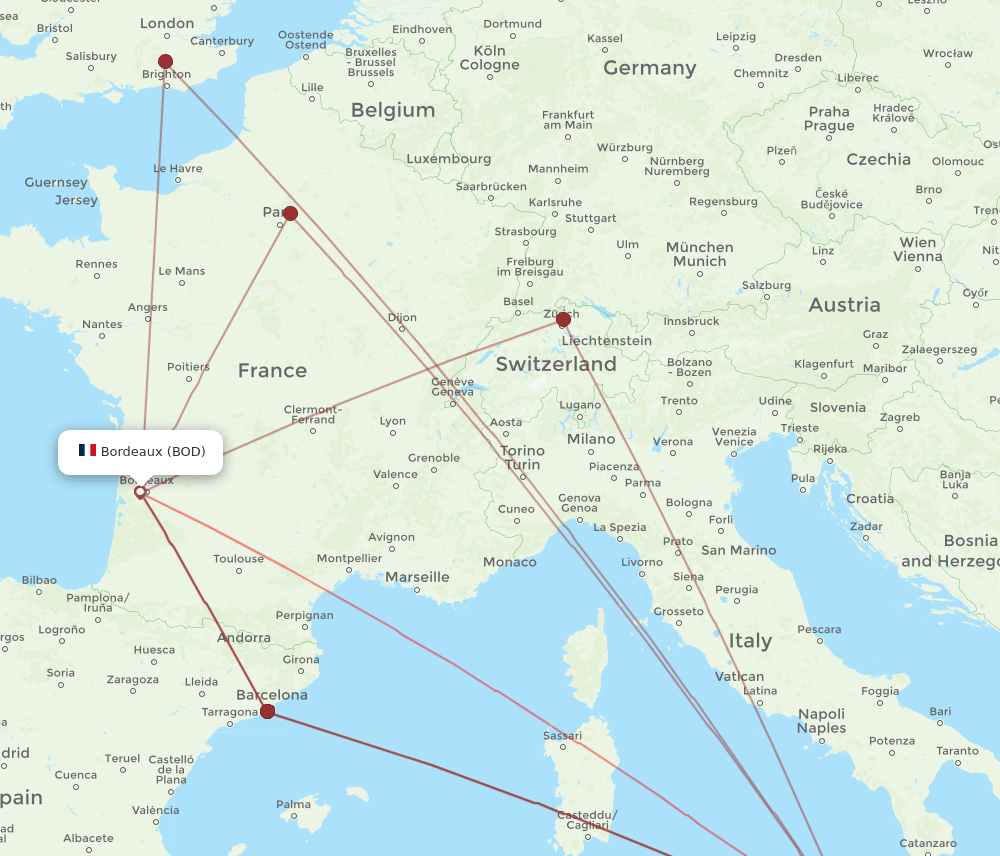 BOD-CTA flight routes
