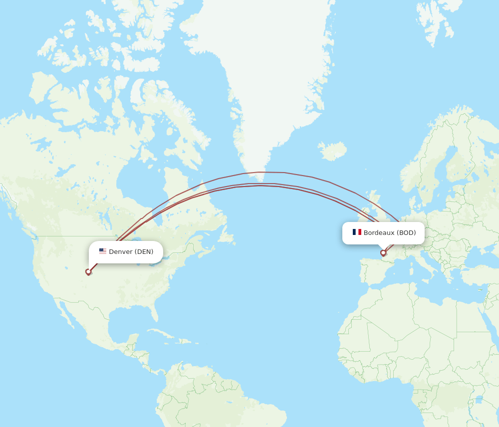 BOD-DEN flight routes