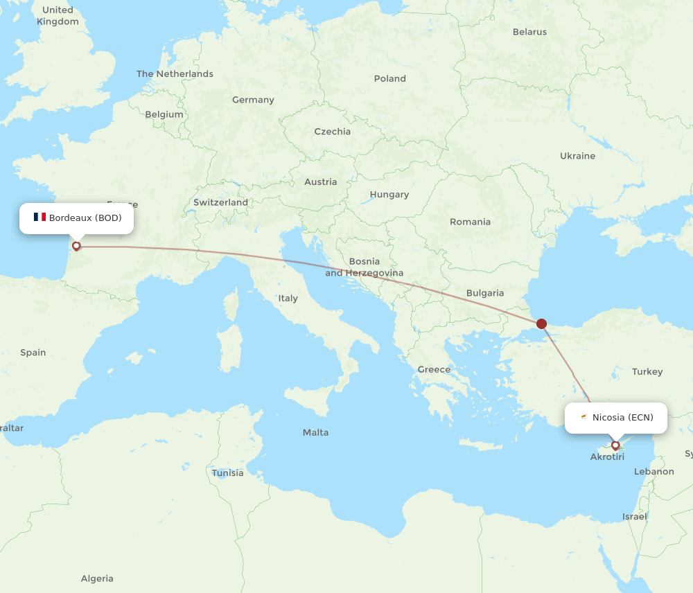 BOD-ECN flight routes