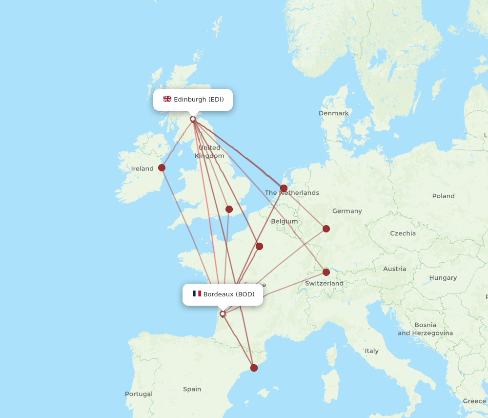 BOD-EDI flight routes