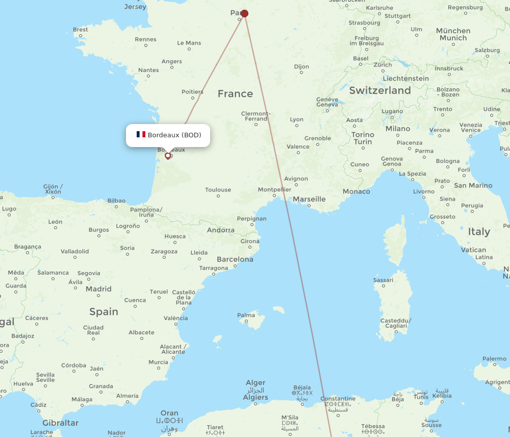 BOD-ELU flight routes