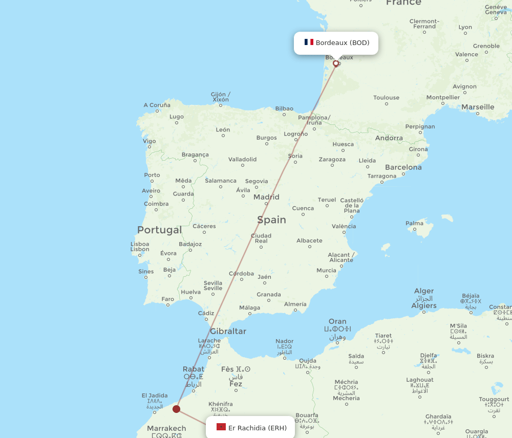 BOD-ERH flight routes