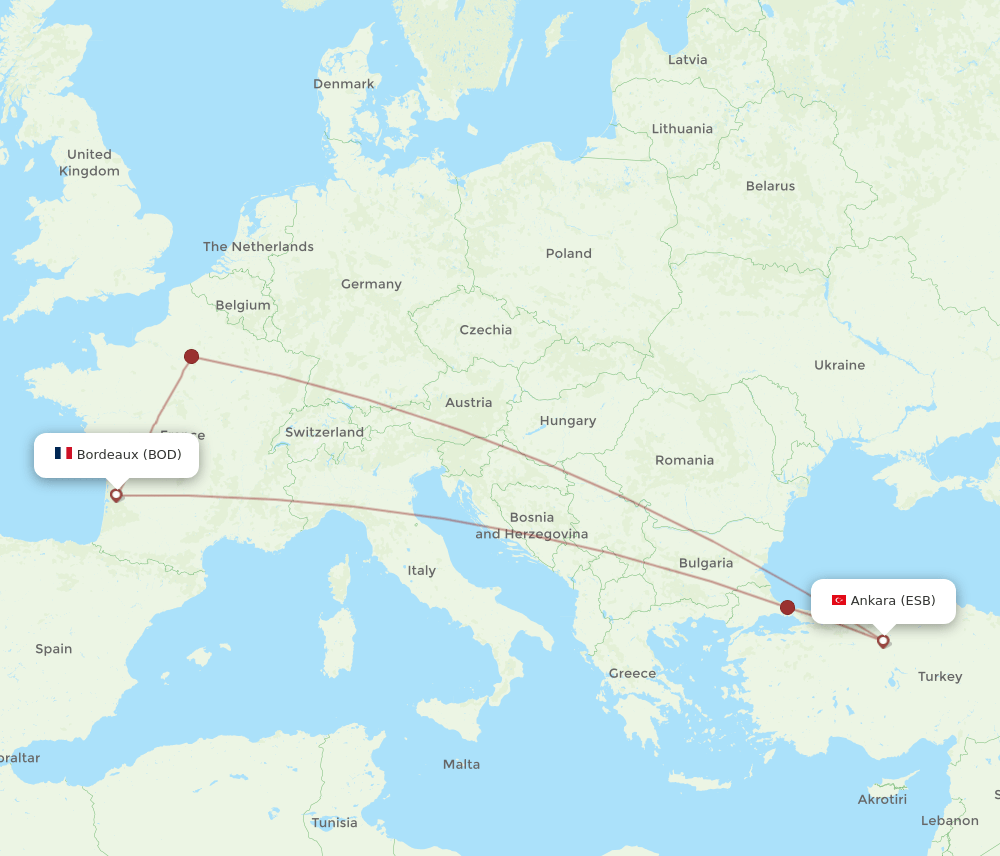 BOD-ESB flight routes