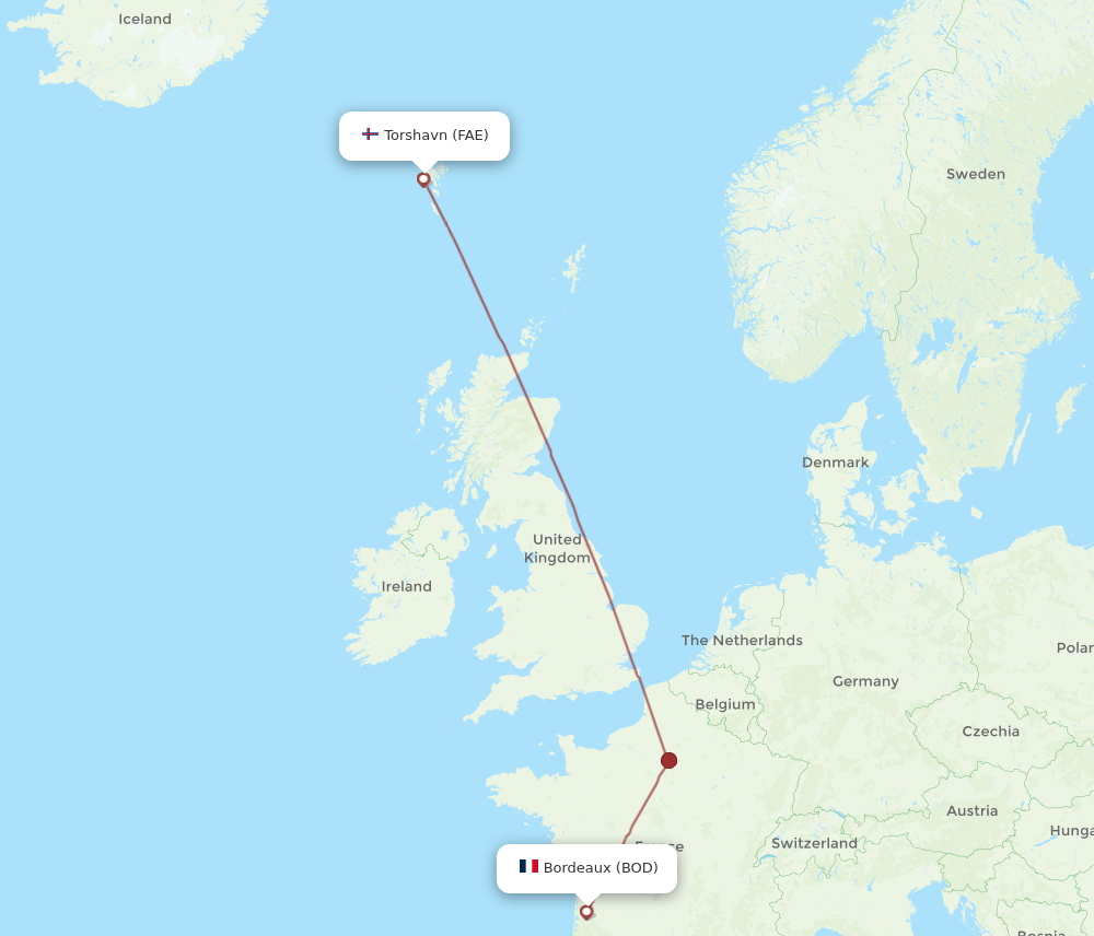 BOD-FAE flight routes