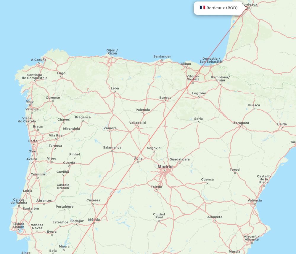 BOD-FAO flight routes